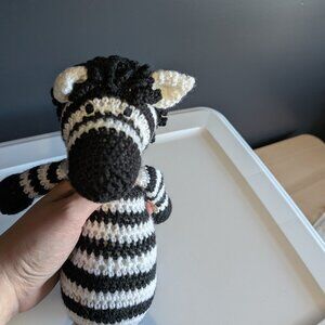 Hand crocheted zebra